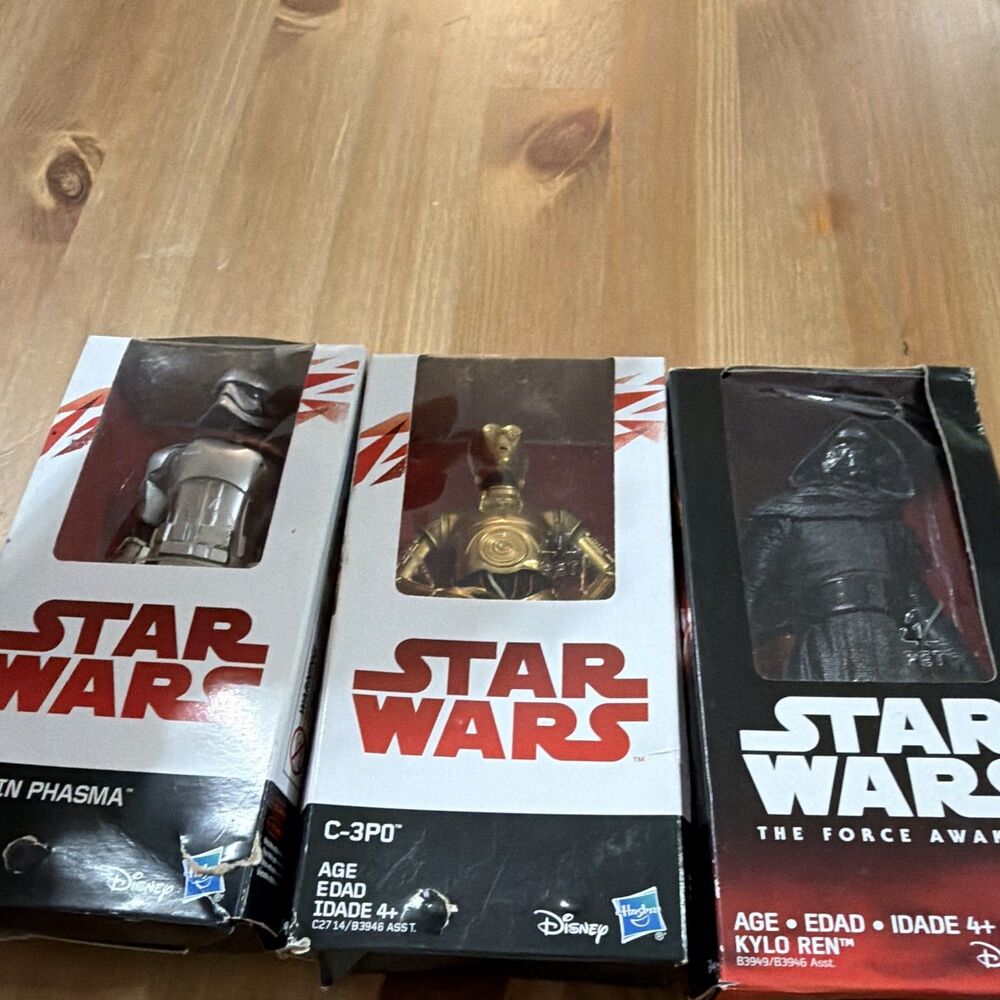 Lot of 3 Star Wars Hasbro 6" Action Figures NIB Captain Phasma, C-3PO, Kylo Ren